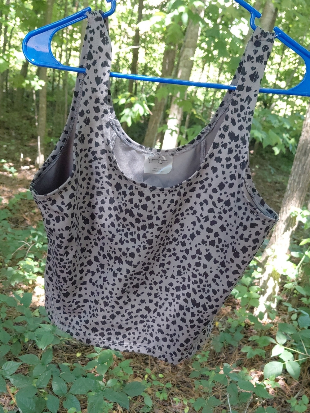 Jessica Simpson Gray Leopard Print Active Tank